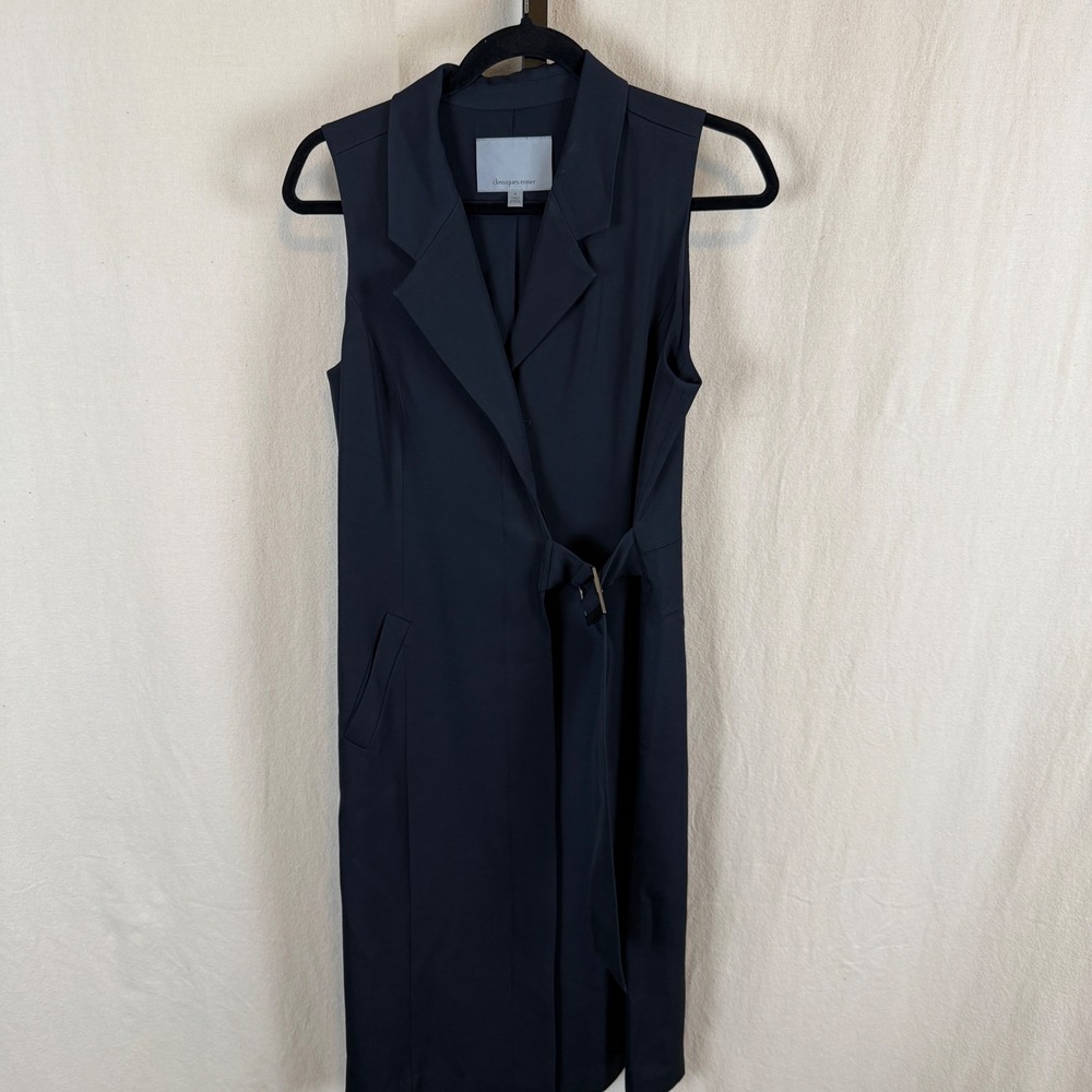 Classiques Entier Black Sleeveless Lapel Belted Vest Dress Size 8